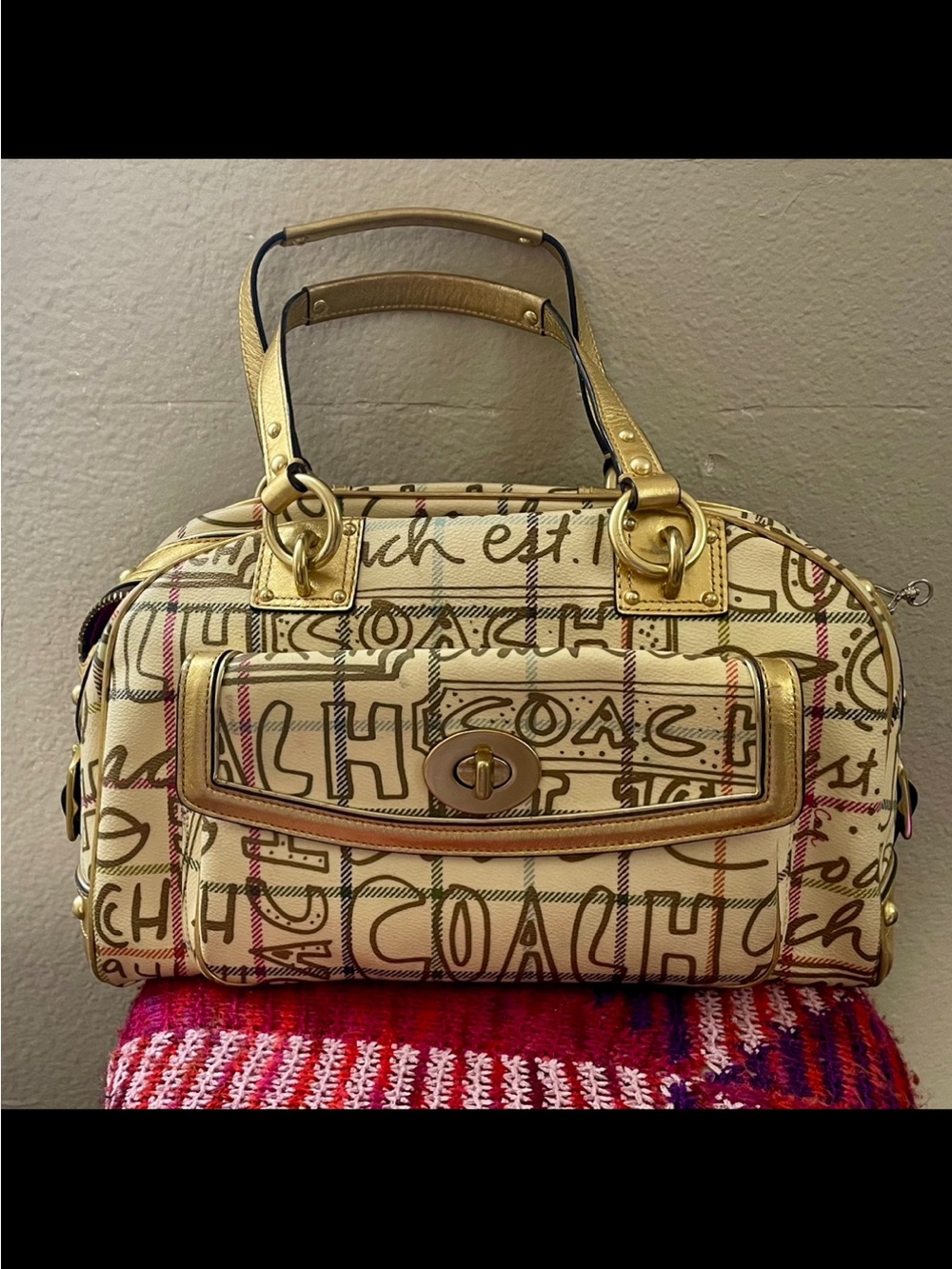 Y2K Coach Graffiti Print Satchel